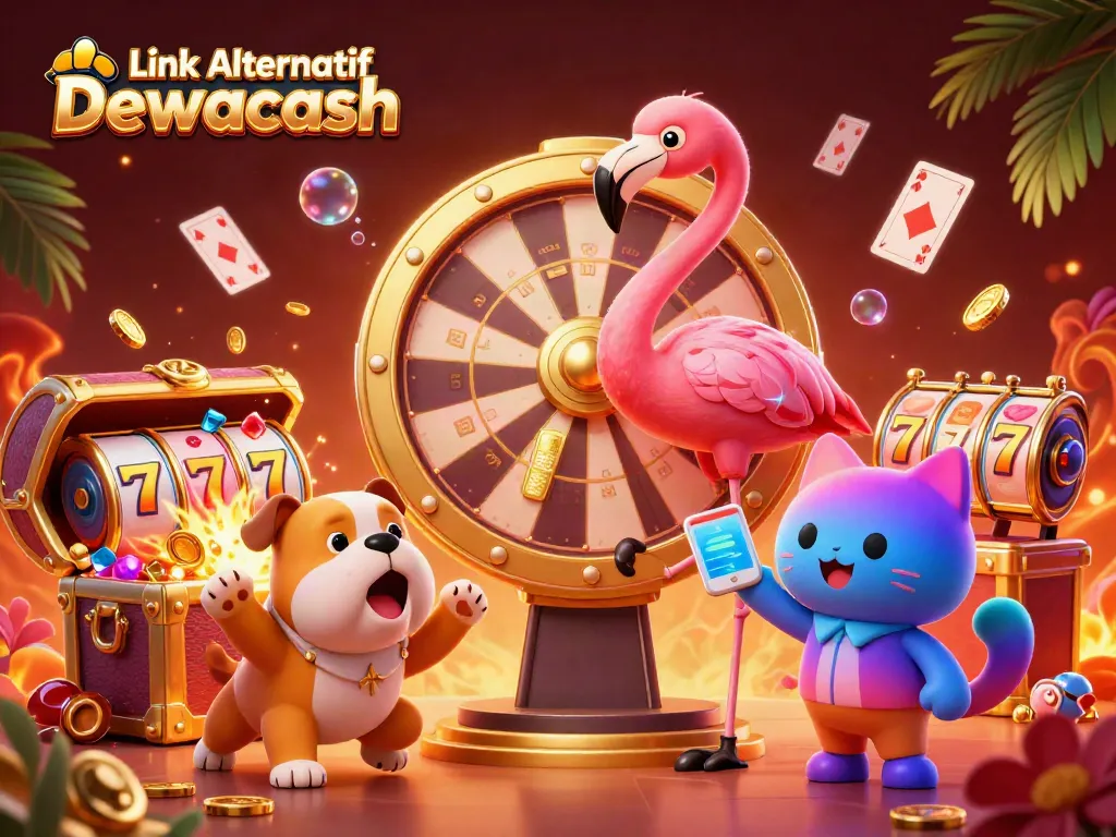Spin and win with Link Alternatif Dewacash at this vibrant 3D casino scene.