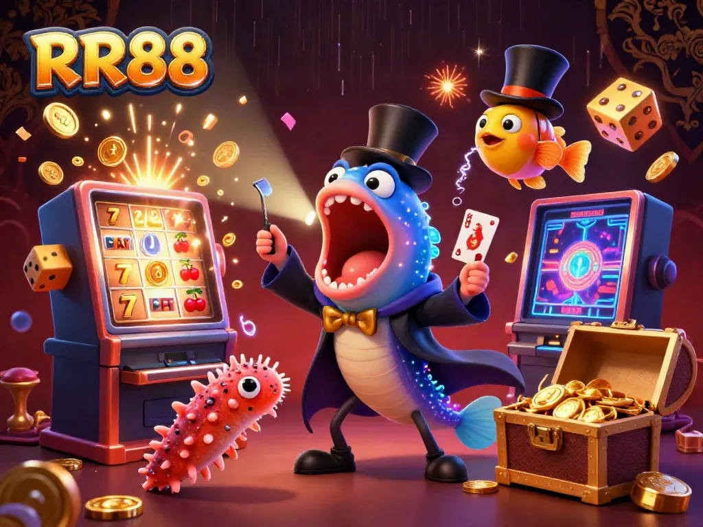 RR88 showcases a vibrant underwater scene with a bioluminescent eel performing magic surrounded by casino elements.