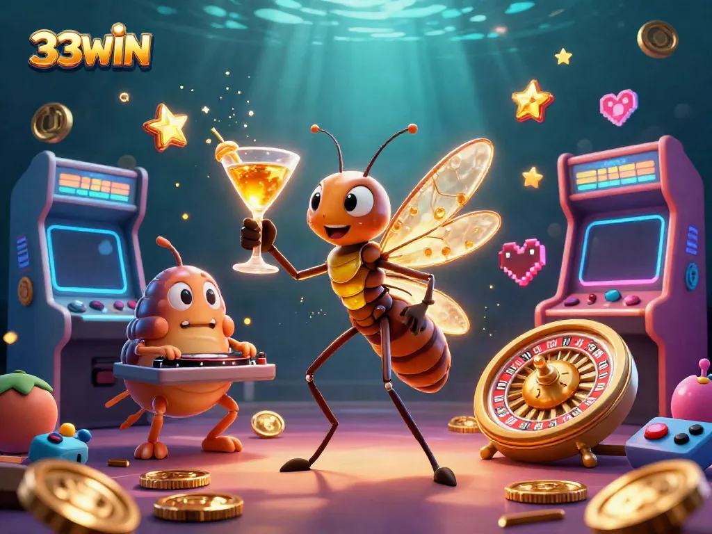 Unleash winning potential with the vibrant 33WIN casino-themed digital illustration.