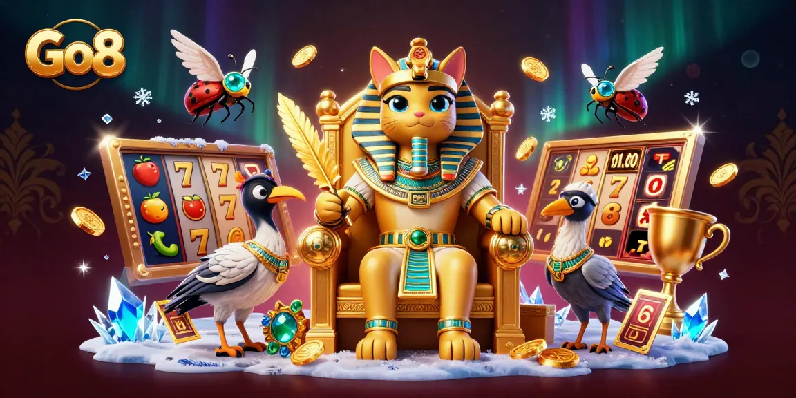 Engage in thrilling Go8 casino slots with vibrant characters and dynamic gaming elements.