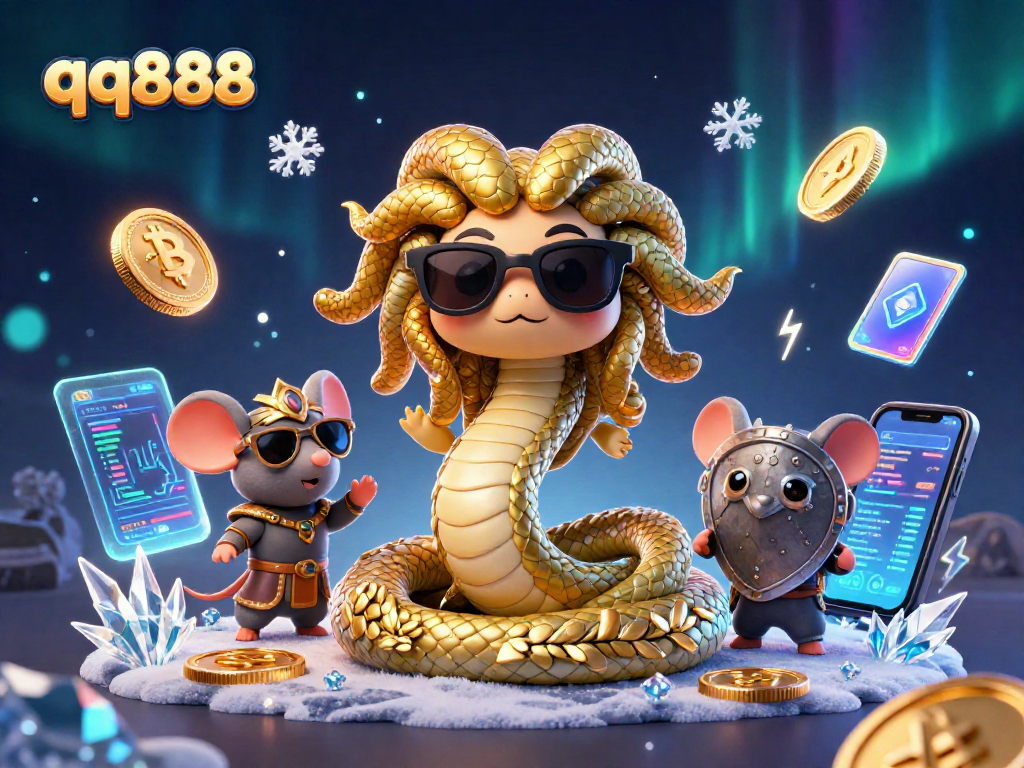 Engage with qq888's unique 3D characters and dynamic crypto elements, showcasing an advanced online gaming experience.
