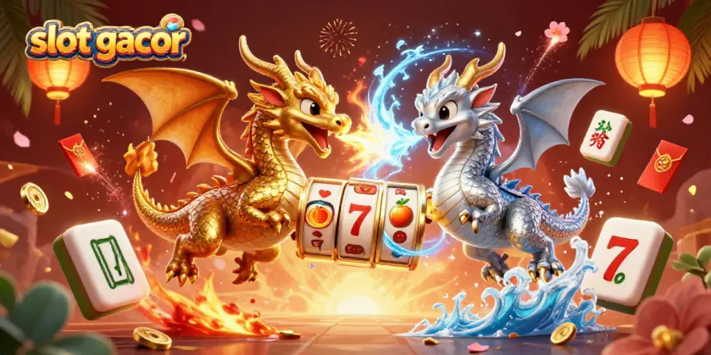 Experience thrilling action in slot gacor with dynamic 3D dragons and vibrant casino elements.