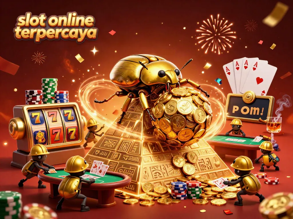 Memenangkan permainan slot online terpercaya dengan rebusan golden beetle dan simbol kasino menarik