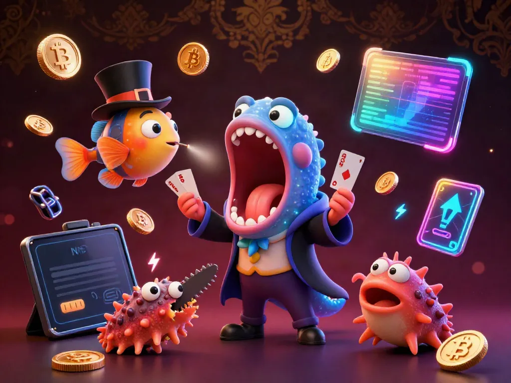 Watch 8xbet's dazzling magic act showcasing a bioluminescent eel and anglerfish in a vibrant underwater casino.