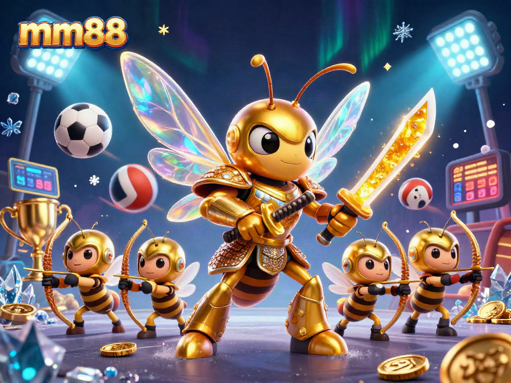 Experience thrilling gameplay with mm88, where a golden hornet samurai leads a troop in a vibrant casino scene.