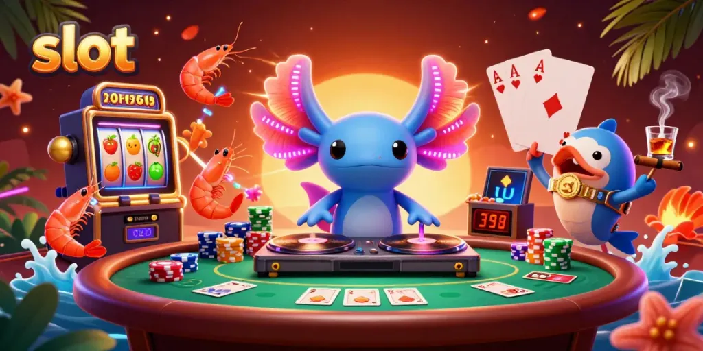 Engage in thrilling slot action with vibrant characters and rich casino elements.