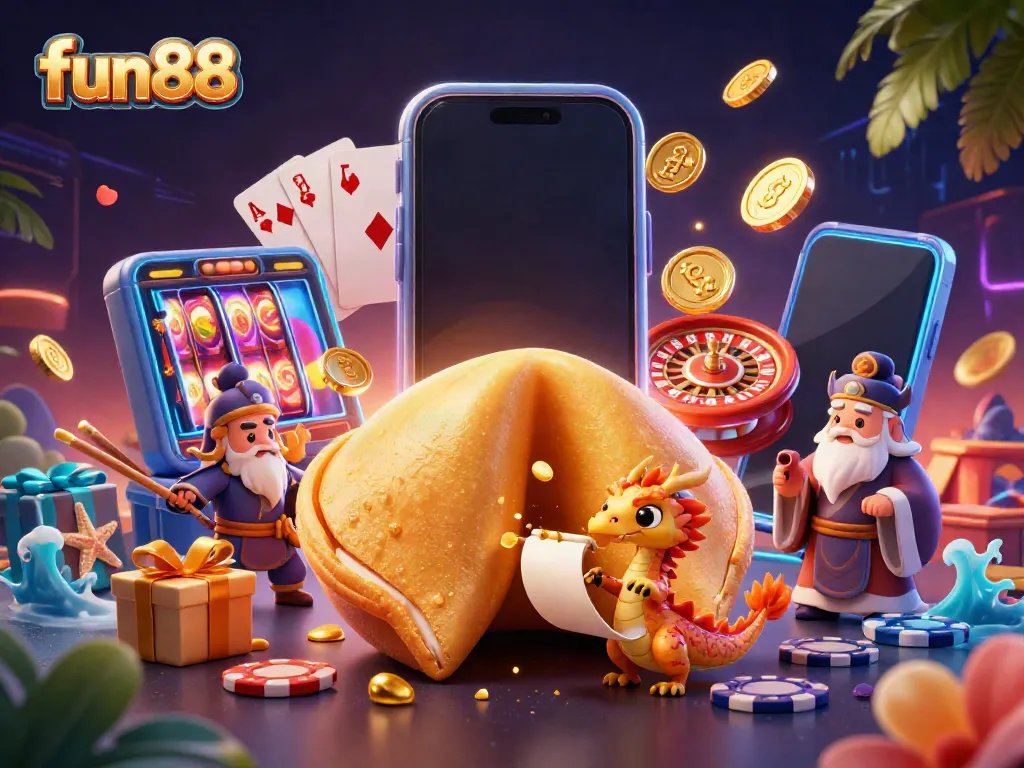 Experience thrilling fun88 gaming action with golden fortune illustrations and vibrant slot game details.