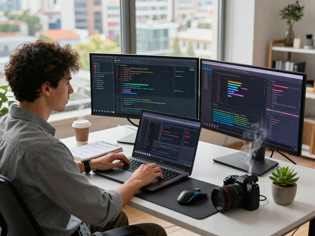 Analisis performa wifi4d dalam ruang kerja modern dengan profesional muda yang fokus pada coding.