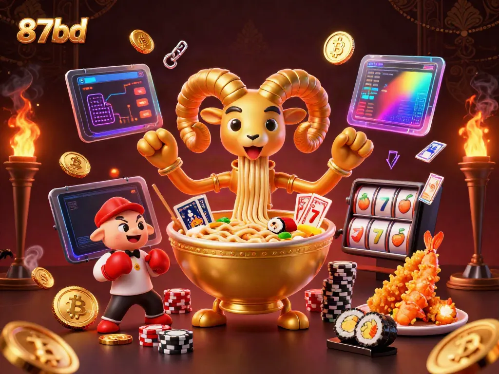 Experience gaming excitement at 87bd with a vibrant scene of animated characters and neon elements.