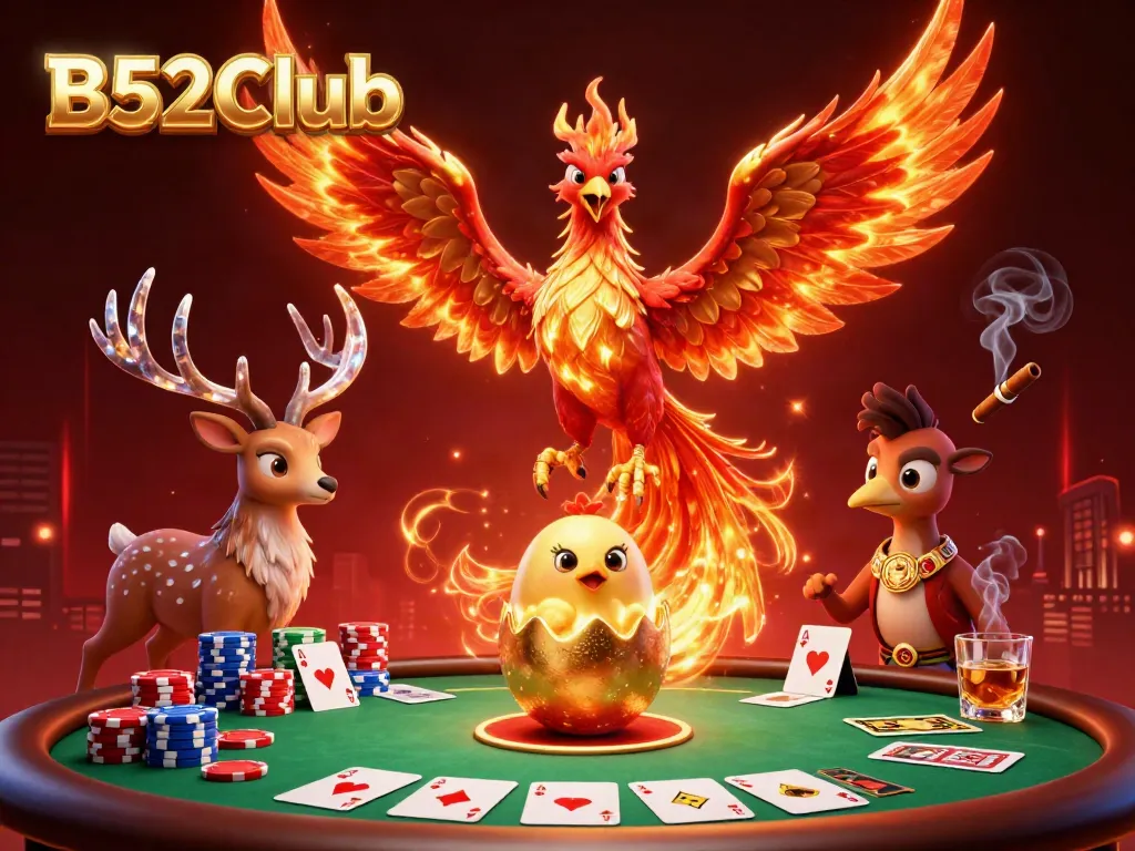 Experience the thrill of B52Club with dynamic game elements and vibrant characters in a casino setting.