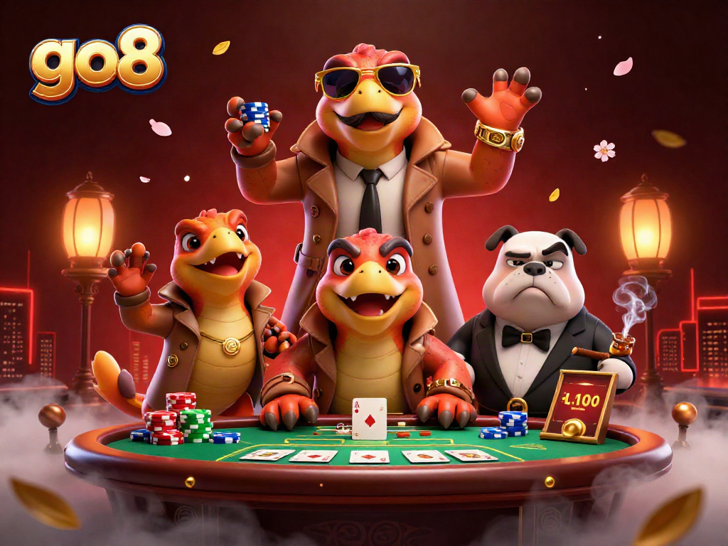 go8 raptors amusingly try to deceive a bouncer at a VIP casino door, embodying a playful gambling scene.