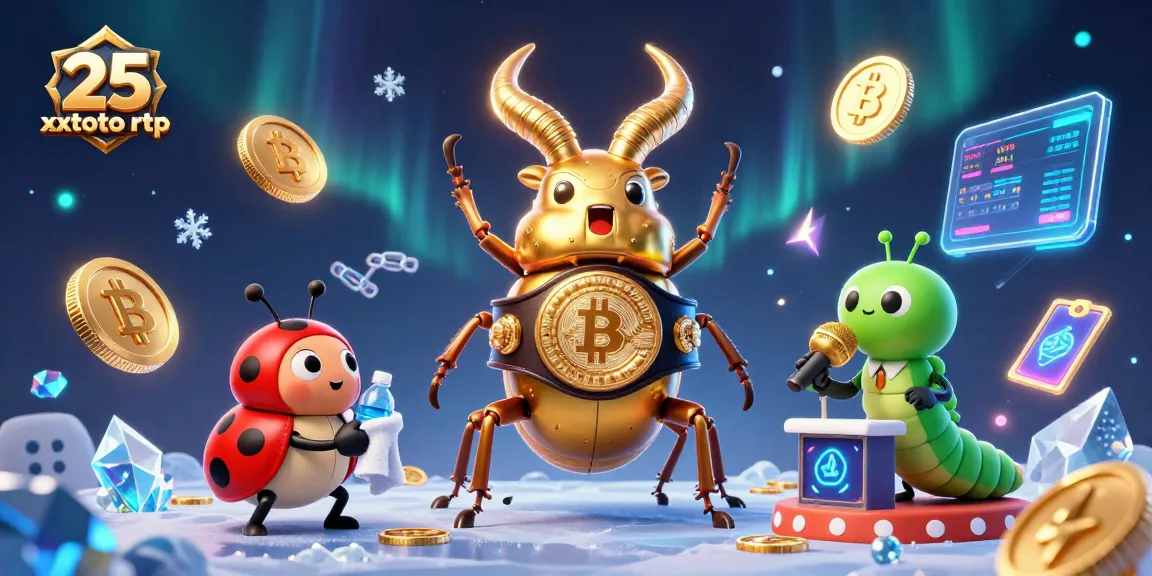Permainan kasino menarik dengan 25 xxtoto rtp, menggabungkan juara tinju beetle dan koin crypto berkilau.