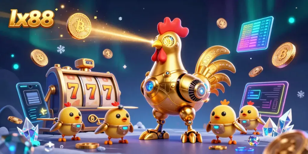 Experience the thrill of lx88 with engaging slots and vibrant 3D characters in a dynamic casino scene.