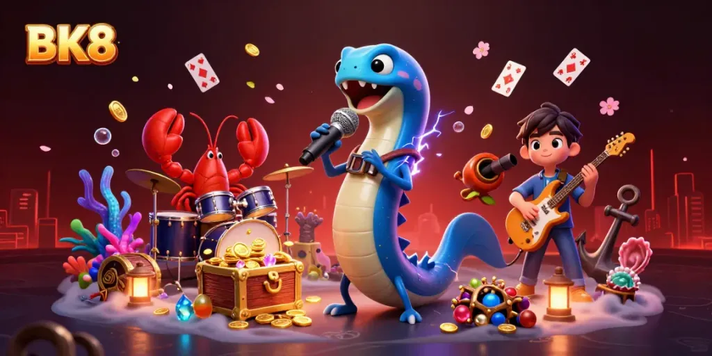 Experience thrilling games at BK8 while enjoying a vibrant DJ performance underwater.