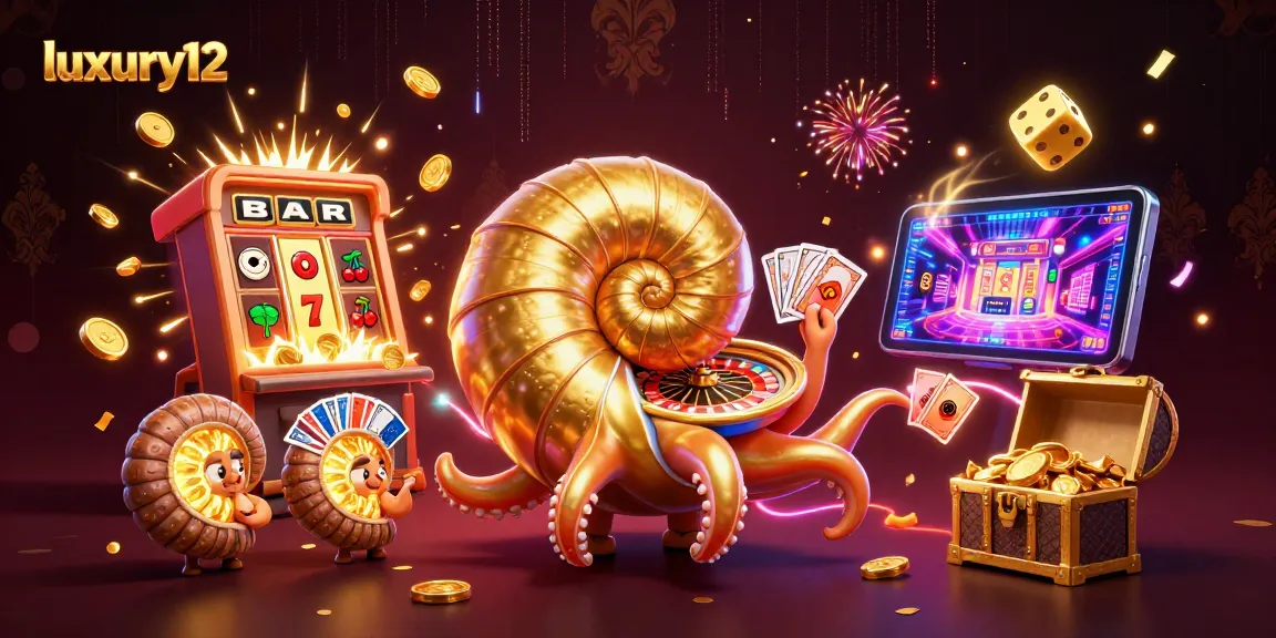 Experience luxury12 with a vibrant 3D casino scene filled with winning symbols, slot machines, and dynamic game elements.