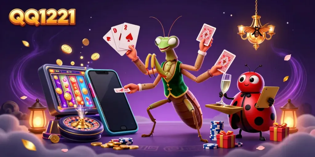 Engage in exhilarating gameplay with QQ1221, featuring colorful slot games and dynamic casino elements.