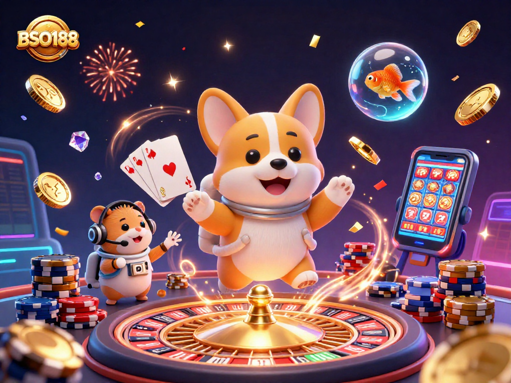 Experience thrilling gameplay with BSO188 at a zero gravity casino featuring vibrant elements.