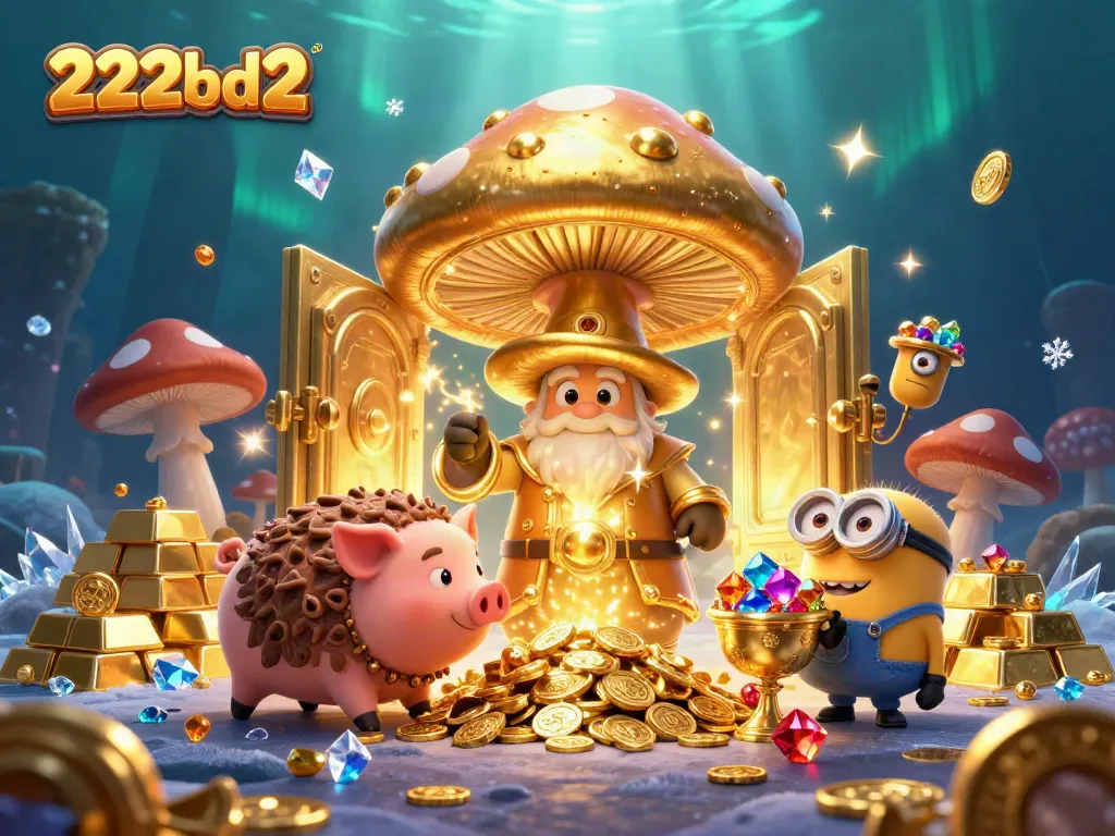 222bd2 vibrant casino scene featuring magical characters collecting treasures and gems