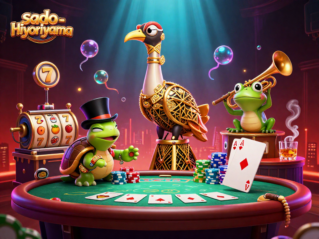 Engage in thrilling slot action at sado-hiyoriyama with vibrant graphics and lucky 7s!