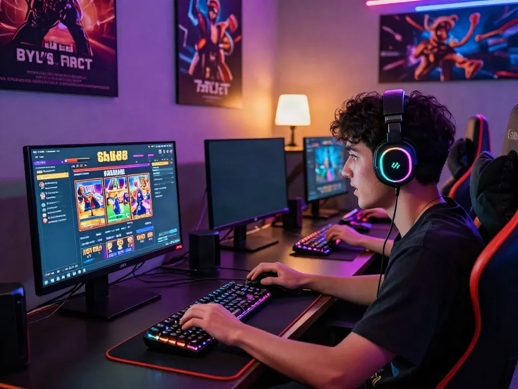 Player immersed in slot88 gaming experience with vibrant accessories and dynamic atmosphere.