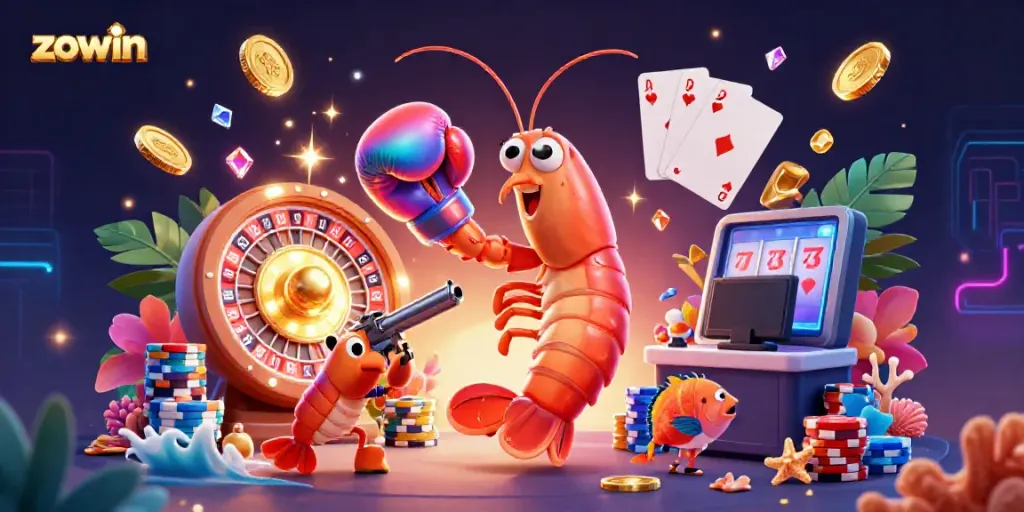 Experience dynamic gameplay at Zowin with vibrant characters and casino elements.