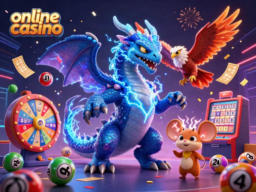 Engage with an exhilarating online casino scene featuring vibrant characters and exciting elements.