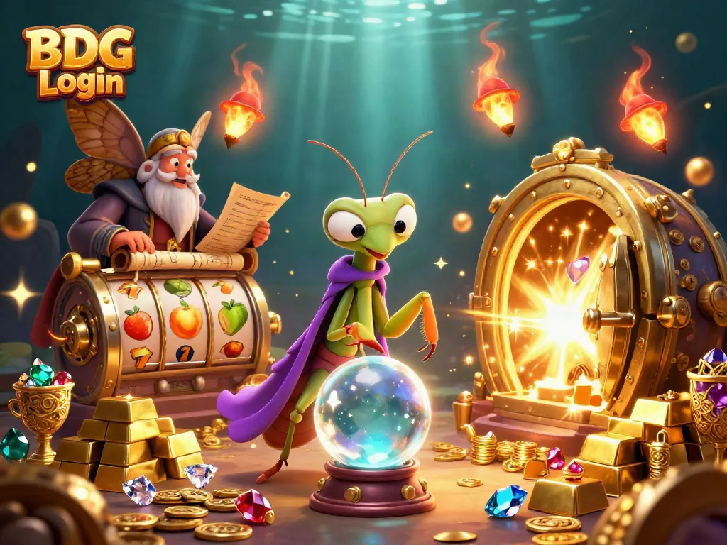 Engage with the enchanting BDG Login scene featuring mystical characters and vibrant slot elements.
