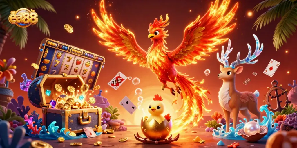 ea88 mang đến nhiều trải nghiệm đánh bài sôi động với biểu tượng jackpot và quân bài nổi bật.