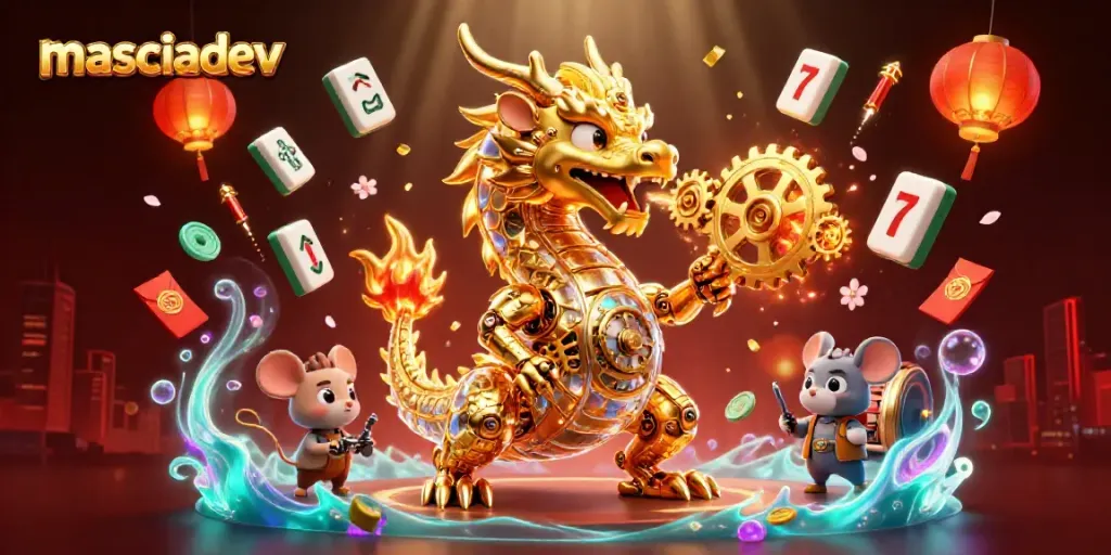 Experience the excitement of masciadev with a golden dragon and immersive casino elements.