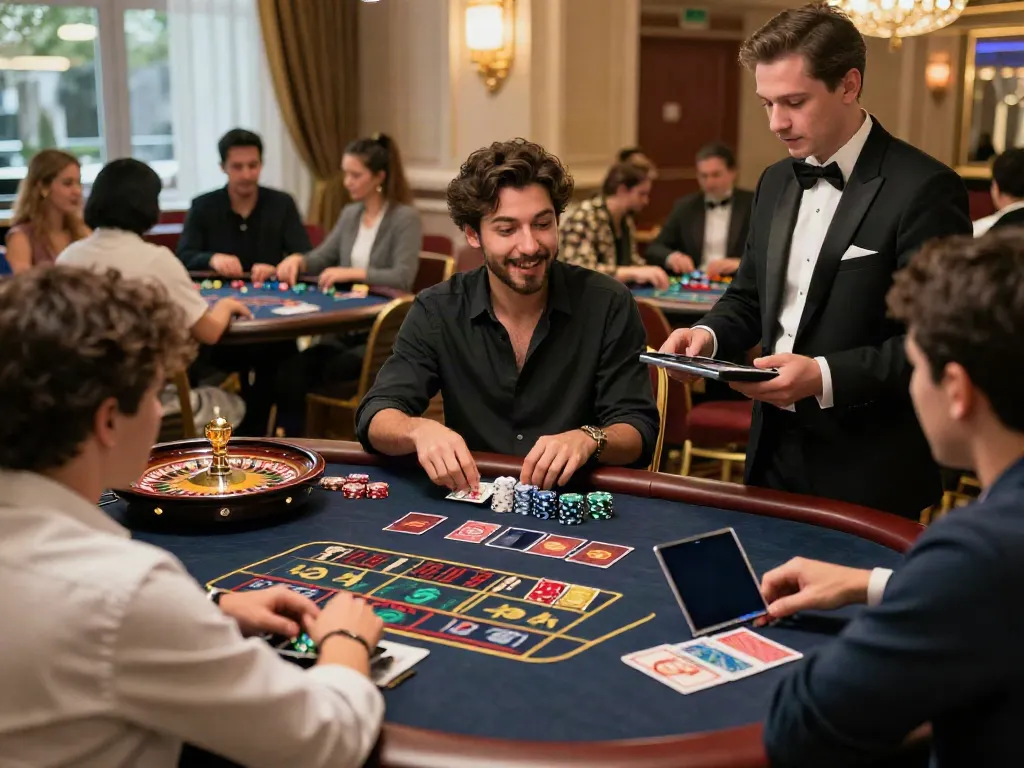 H19 live casino gaming scene with players interacting and vibrant atmosphere