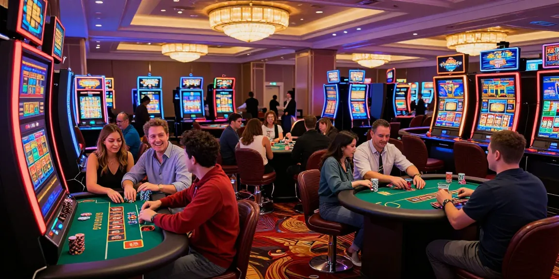 Engaging players at credit card casinos having fun at slots and tables.