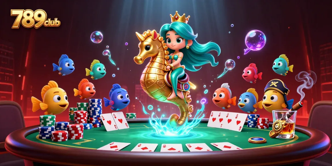Experience the thrill of 789club with an enchanting underwater casino adventure featuring characters and poker elements.