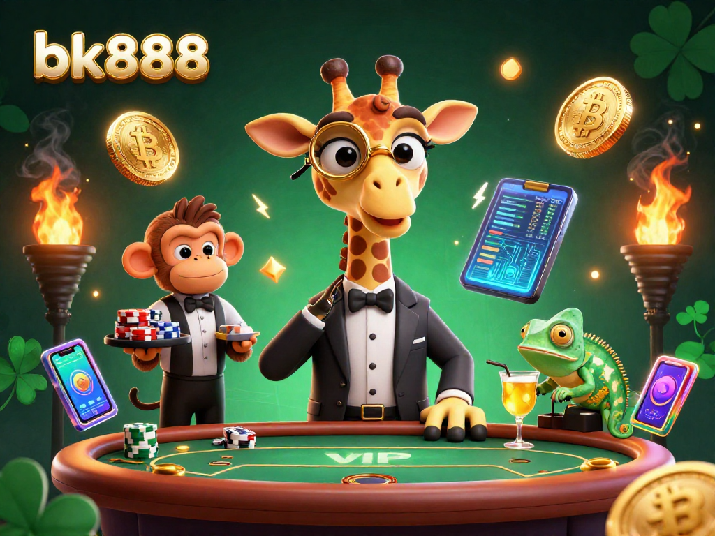 Engage in exciting gaming experiences with bk888's vibrant casino scene featuring unique characters and cryptocurrencies.