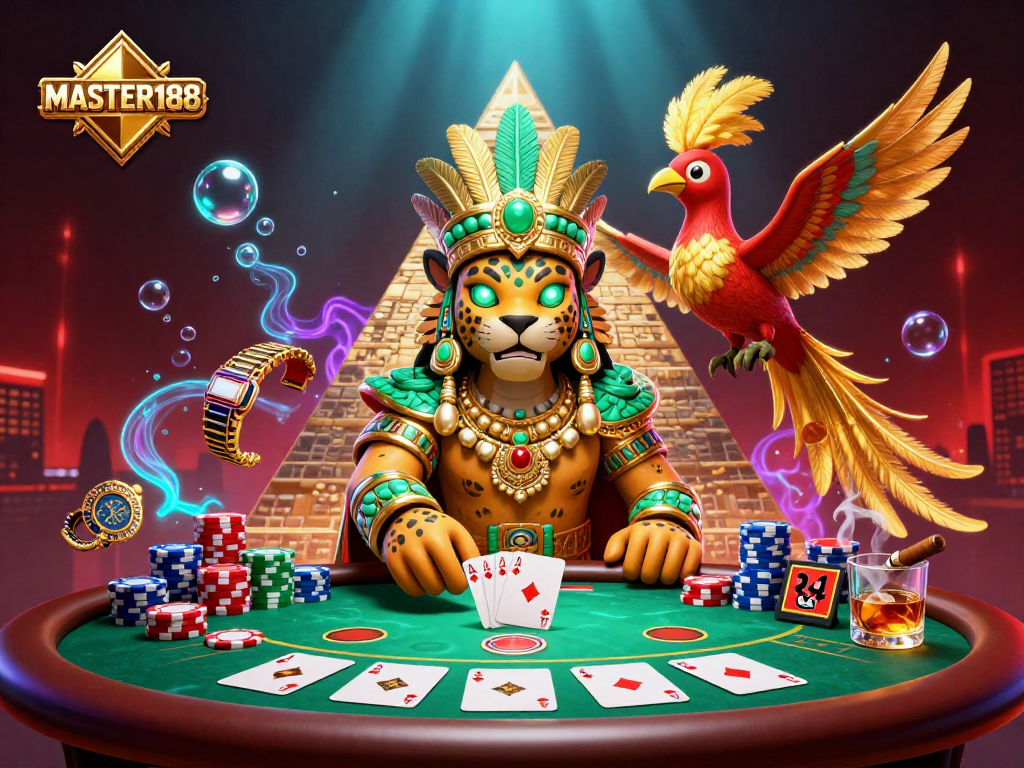 Experience the thrill of MASTER188 poker with dynamic gameplay and vibrant 3D elements.
