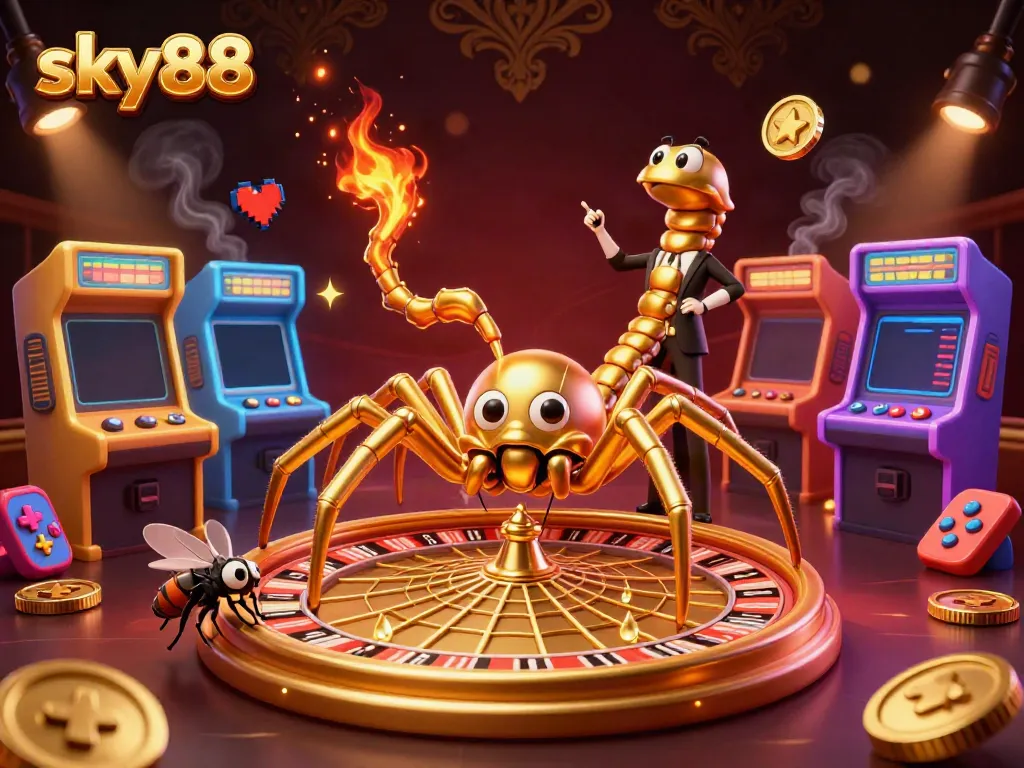 Bet on the thrilling roulette wheel in the dynamic sky88 3D casino scene.