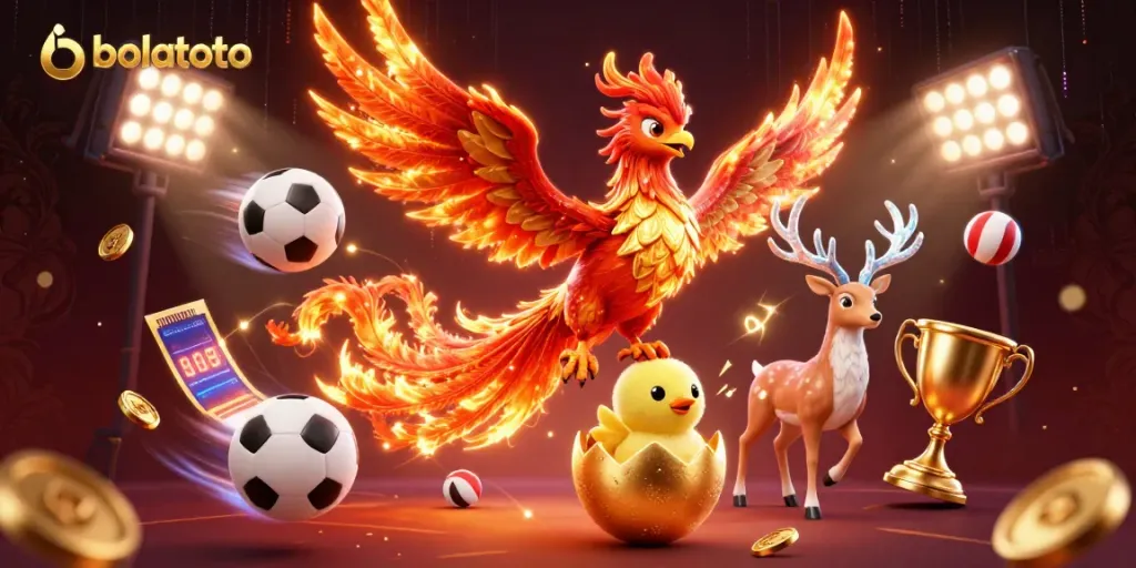 Engage with bolatoto as a vibrant jackpot scene erupts with dynamic gaming elements and stunning mythical characters.