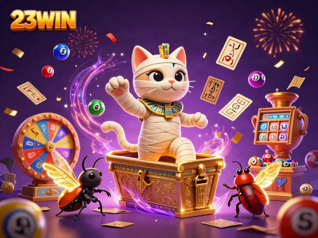 Experience exciting gaming action with 23WIN featuring a vibrant casino scene with dynamic elements.