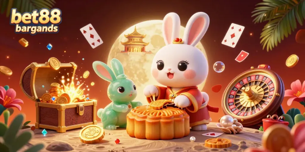 Celebrate wins with bet88 bargains in a colorful 3D casino scene featuring dynamic game elements.