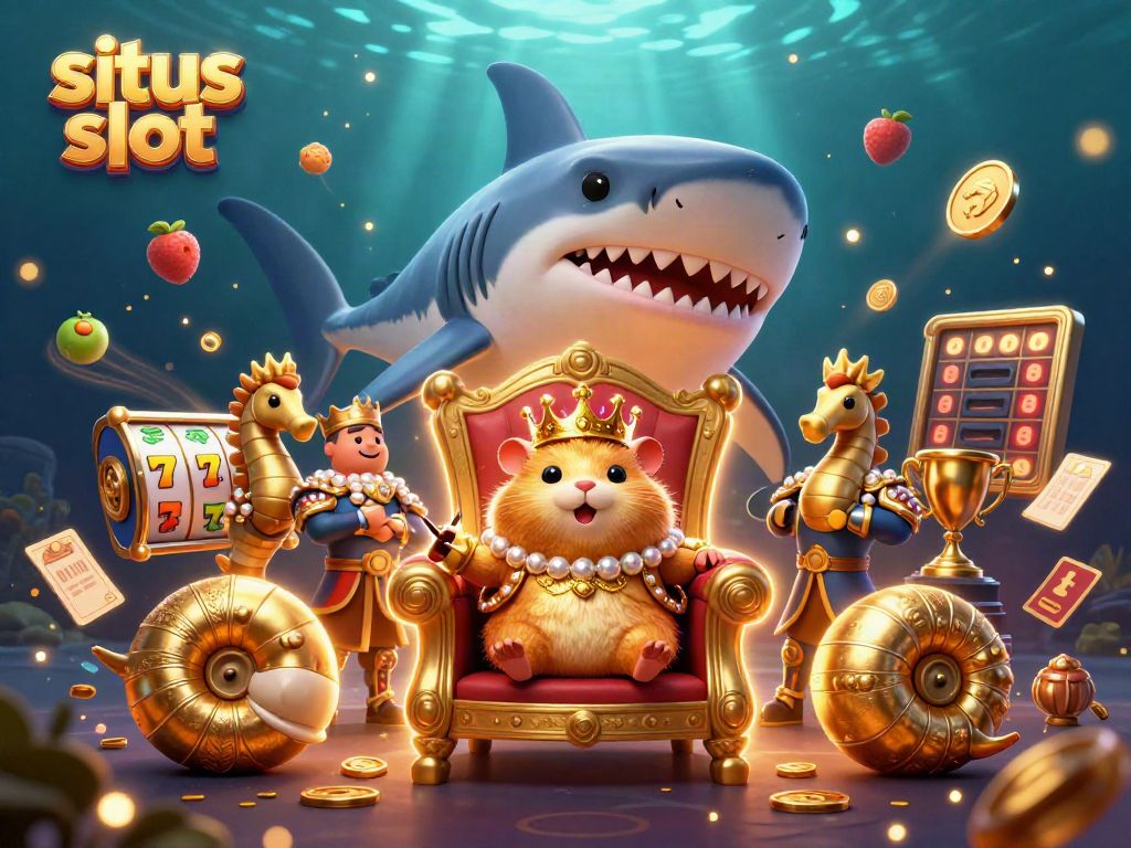 Experience the thrill of situs slot with vibrant characters like a hamster king amidst dynamic slot elements.