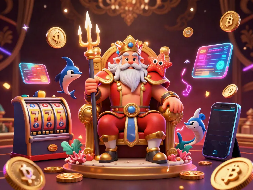 Experience the AE888 casino adventure with Neptune and vibrant gaming elements flowing throughout.