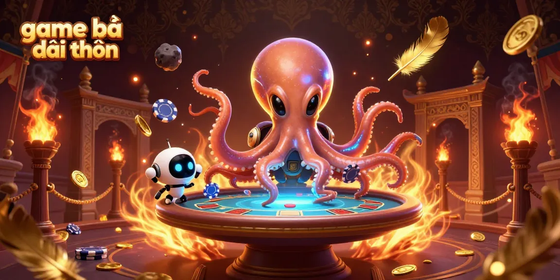 Engage with immersive game bài đổi thưởng featuring a colorful 3D octopus and holographic poker action.