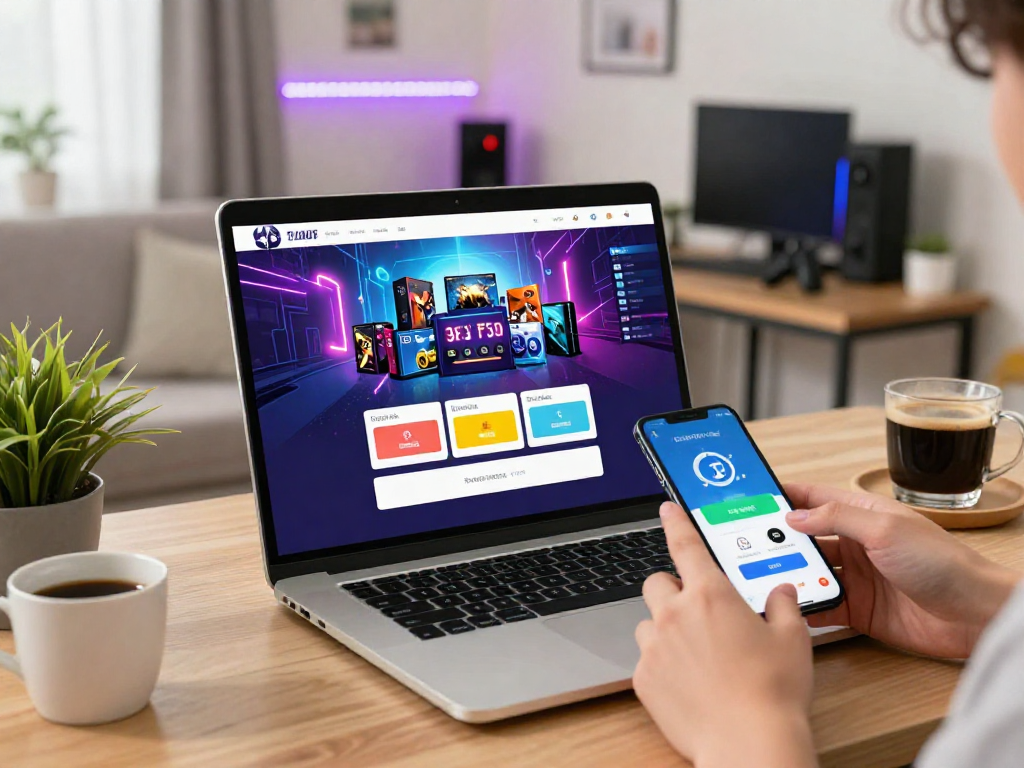Pemandangan belanja online di SLOT7000 dengan pengguna melakukan top up game digital secara nyaman dan aman