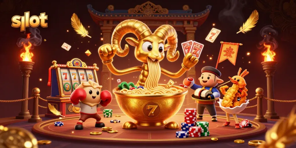 Delve into the exciting world of slot games with a vibrant illustration featuring unique characters.