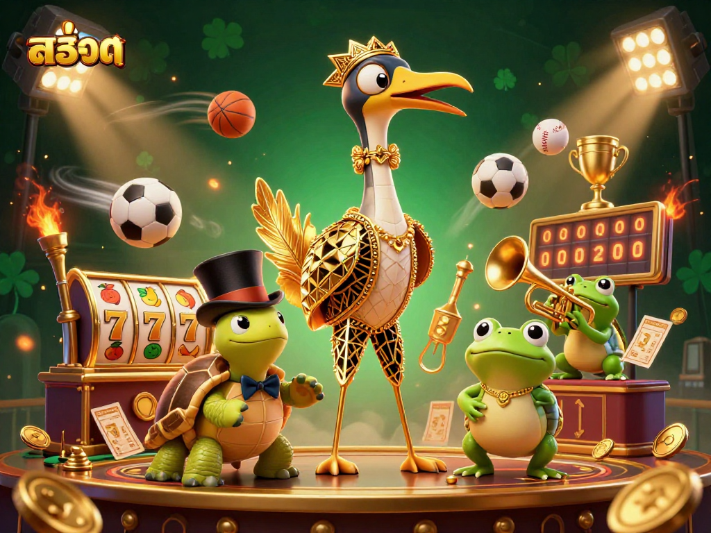 Experience thrilling สล็อต action with a vibrant 3D scene of casino characters and dynamic game elements.