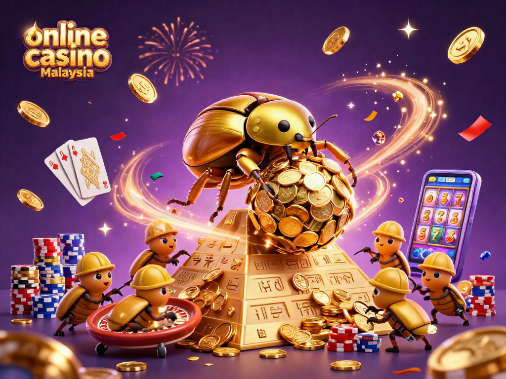 Slot luar biasa dalam talian Malaysia dengan simbol kasino di piramid.