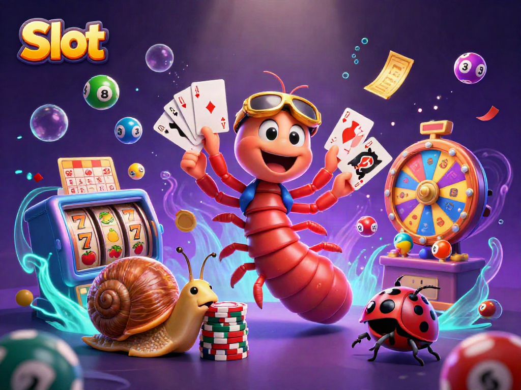 Engage with vibrant Slot action featuring a millipede dealer and high-roller characters.