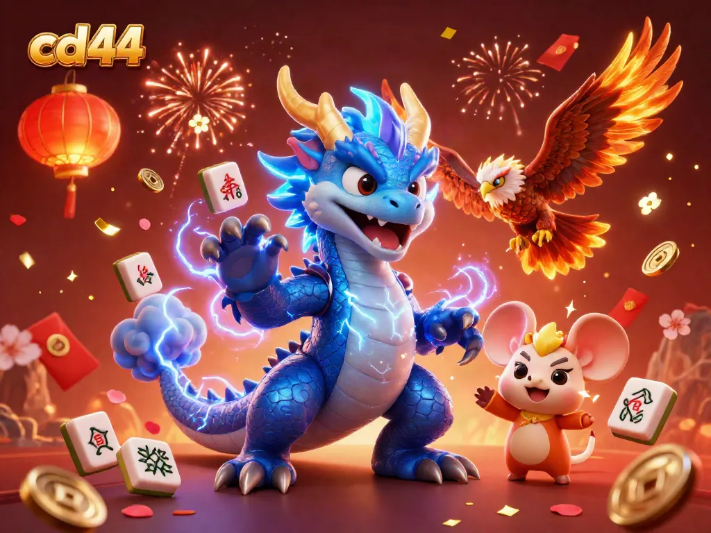 Engaging scene featuring cd44 with cartoon characters in a casino-themed festive atmosphere.