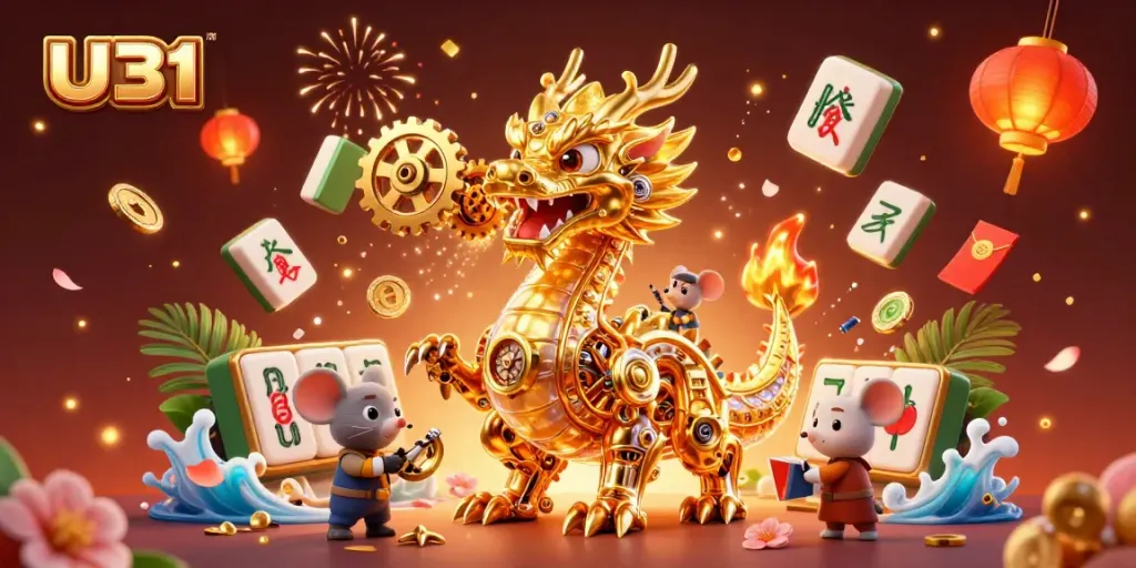Experience thrilling gameplay with U31 and a golden dragon, amidst vibrant casino elements.
