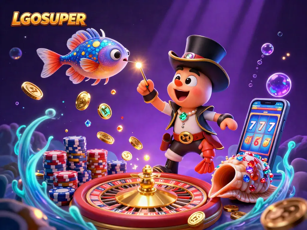 Engage with the vibrant world of LGOSUPER, showcasing thrilling underwater casino fun with glowing treasures and games.