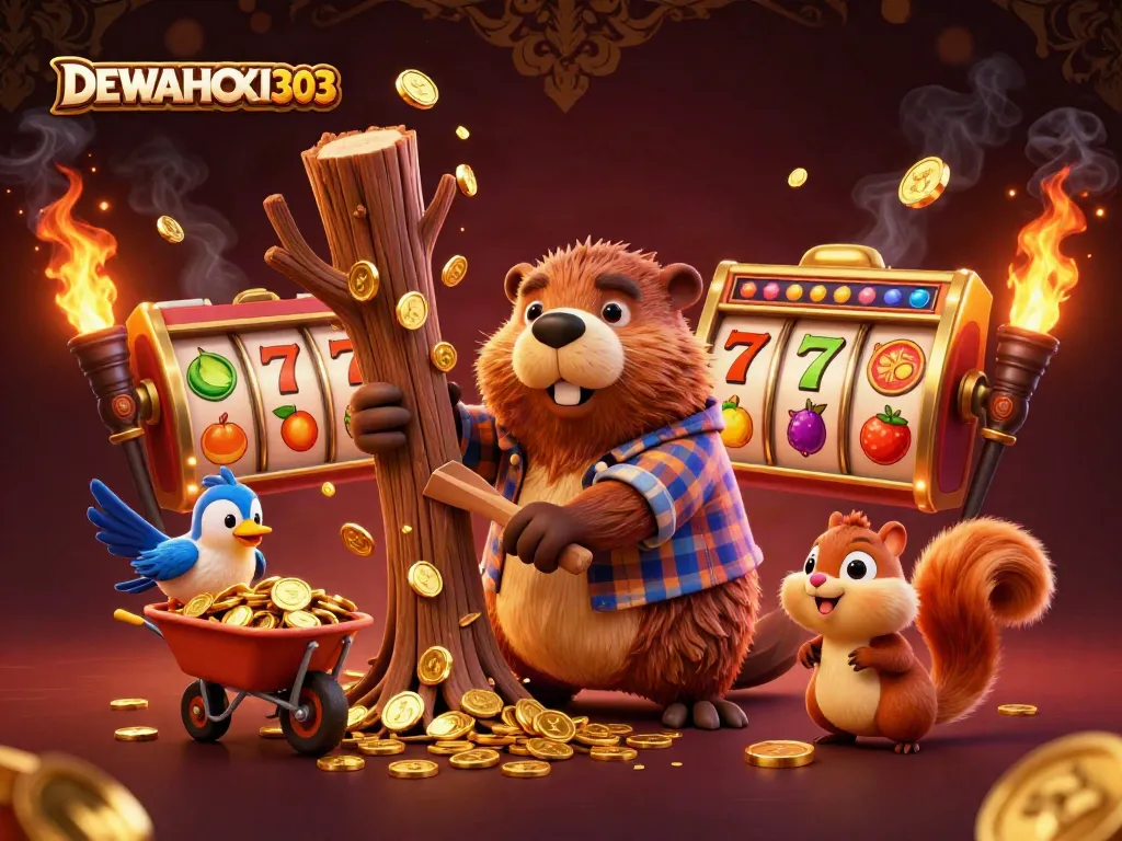 DEWAHOKI303 hadir dengan beaver pemotong kayu yang membawa koin emas dalam suasana perjudian yang dinamis.